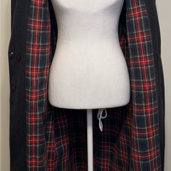 VTG Women's 12/14 Black Charcoal Union Made In USA Thick 100% Wool Long Trench - Picture 8 of 16